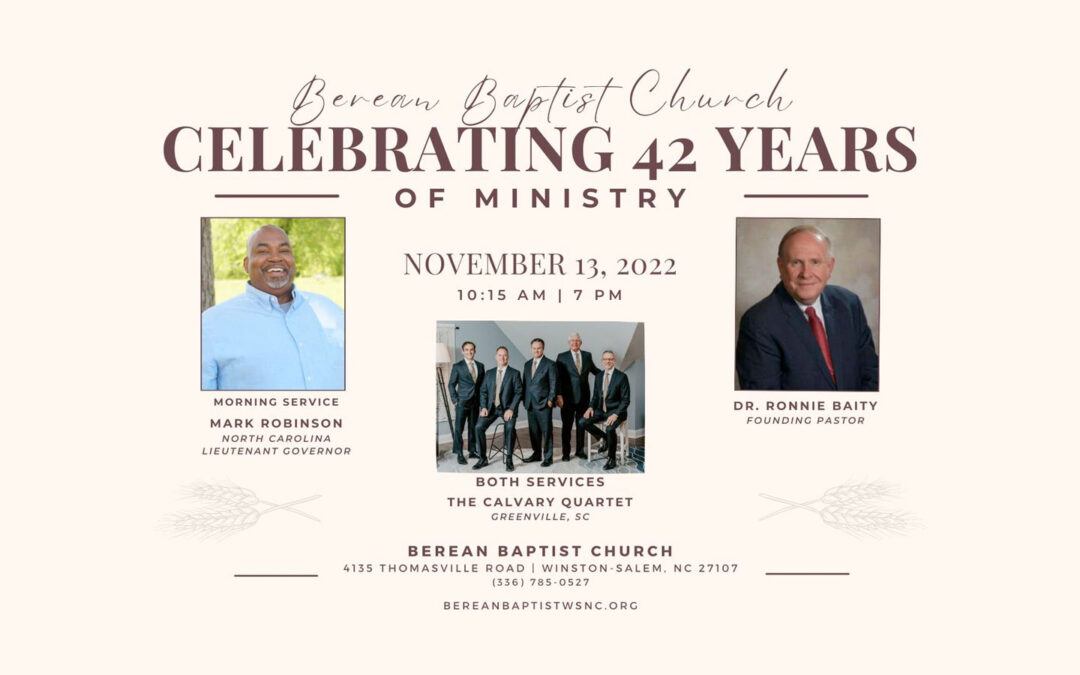 Celebrating 42 Years of Ministry – November 13, 2022